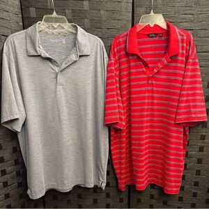 Walter Hagen Gray and Red Striped Men's Polo Set Golf shirts